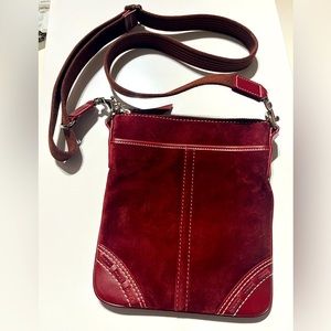 COACH Crossbody Burgundy Wine Suede & leather like new